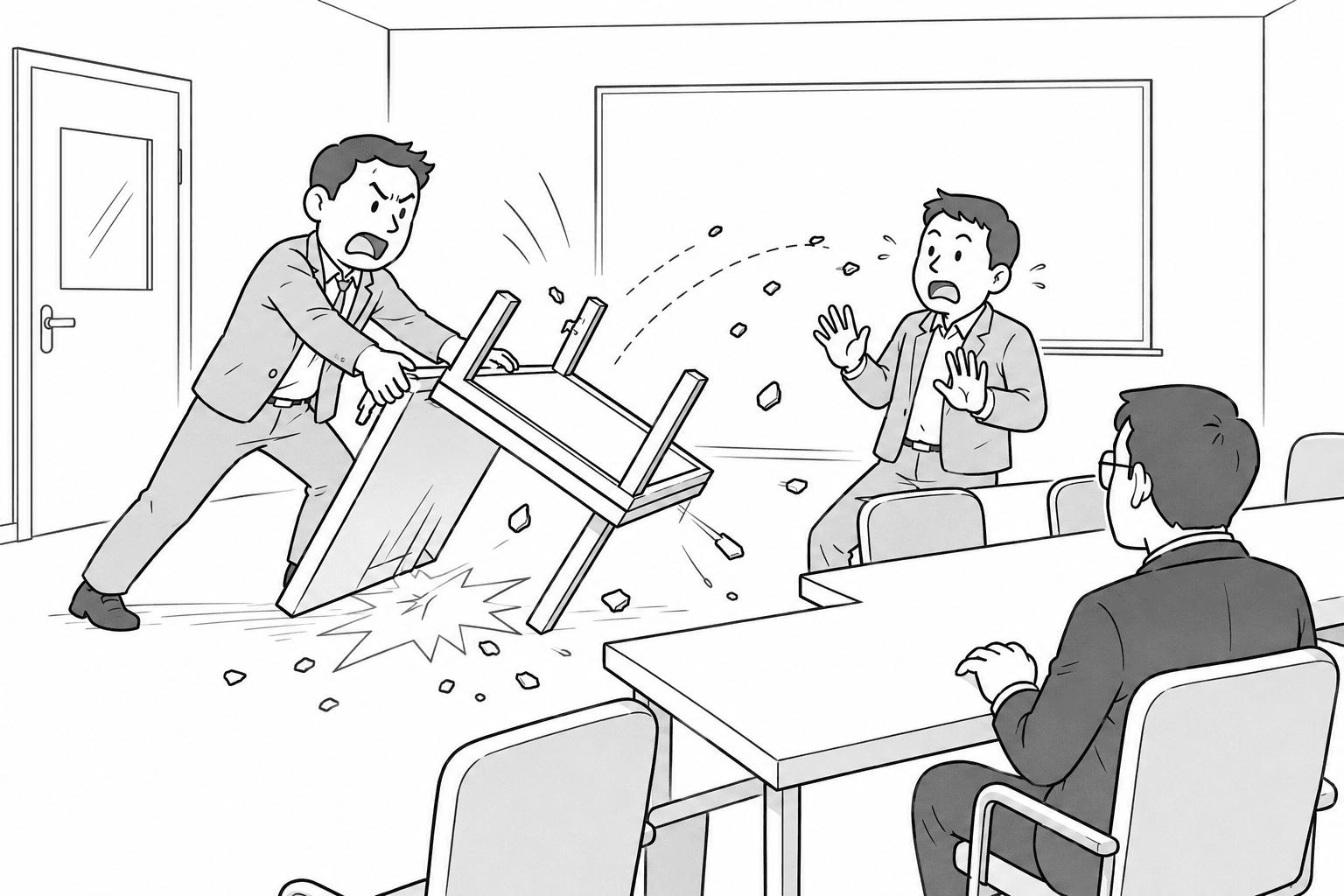 [판결] “뒤집어엎은 책상 파편 튀었어도 폭행 아니다”